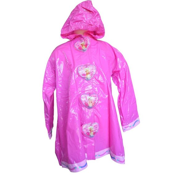 Vintage 90s Barbie Pink PVC Raincoat Girls Size 6/6X Barbiecore Kidcore Nostalgi - Picture 1 of 9